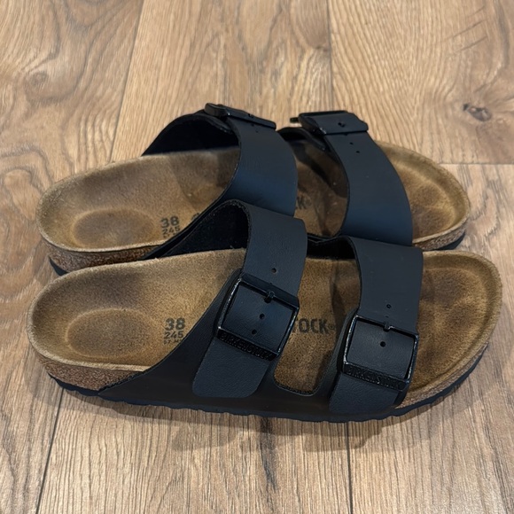 Birkenstock Women’s Arizona Birko-floor Black Sandals 2 Straps Size 38 US 7-7.5 - Picture 4 of 10